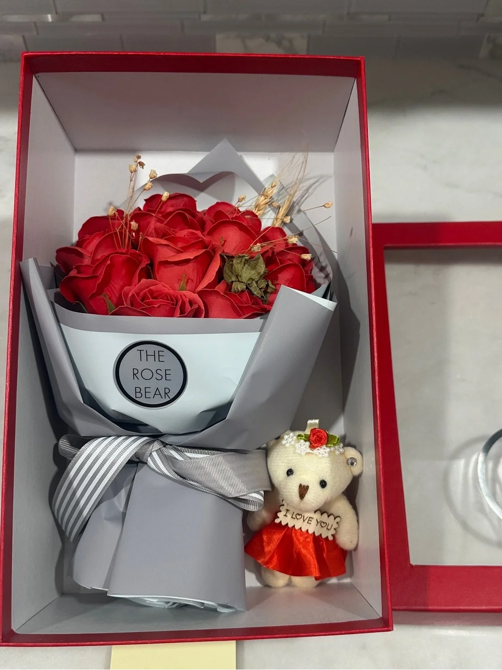 Silk Rose Bouquet Gift Set - your choice Red or Pink